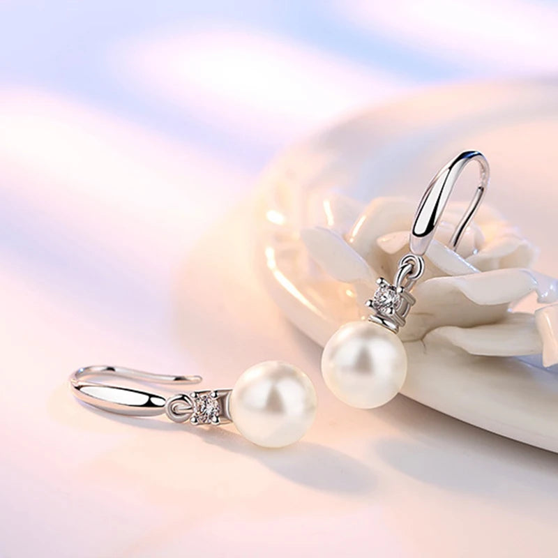 Genuíno 925 prata esterlina nova alta qualidade jóias cristal pérola brincos para moda feminina xy0103