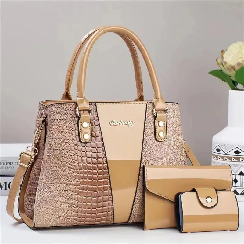 Crocodilo Padrão Crossbody Bolsa Composta para Mulheres, Grande Capacidade, Tote de Ombro Único, Alta Qualidade, PU, Bolsas de Moda, 2024