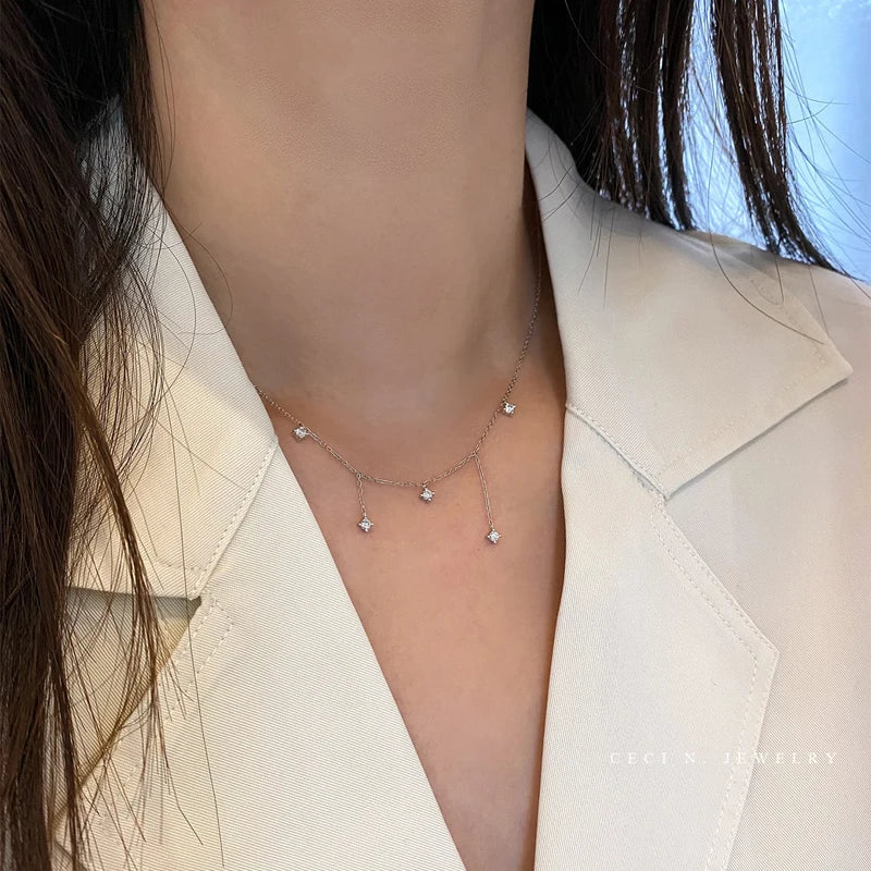 Colar Choker Estrela em Prata 925 com Zircão