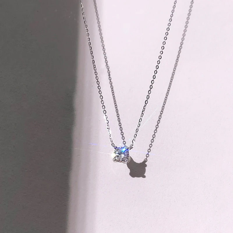 Quente 925 prata esterlina 14k banhado a ouro colar versátil espumante zircão gargantilha clavícula corrente para mulheres jóias de casamento