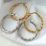 UHBINYCA Brincos de argola torcidos banhados a ouro 18K para mulheres, anel de orelha simples joias hipoalergênicas