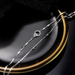 Pulseira de prata esterlina 925 com camada dupla, pulseira de zircônia brilhante para presente de joias da moda feminina