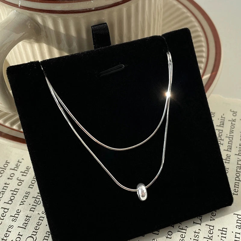 925 prata esterlina dupla camada colar requintado charme estilo simples pingente gargantilha presente de aniversário para mulheres jóias requintadas