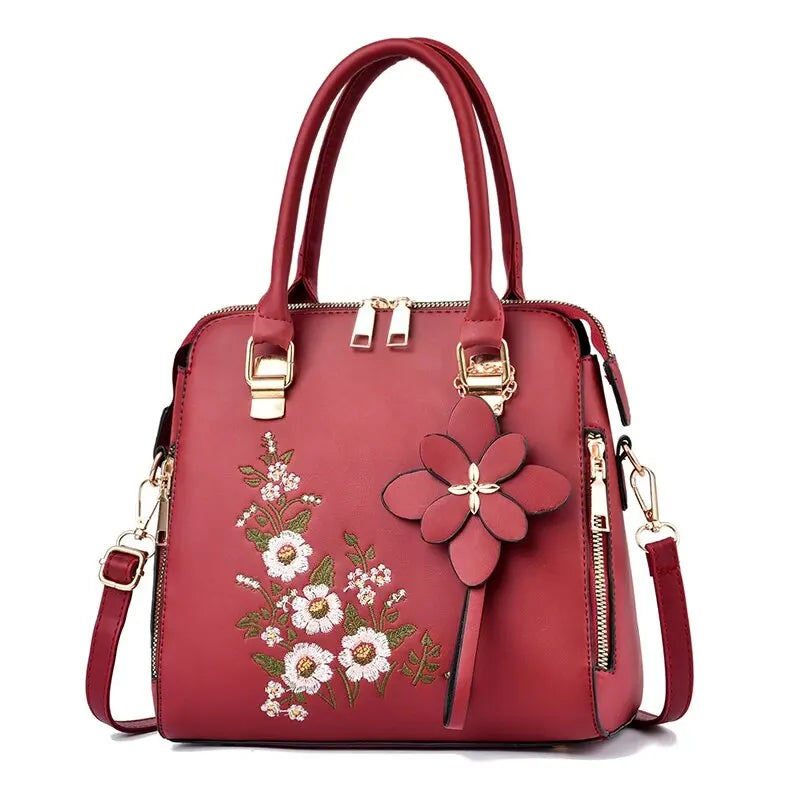 Bolsa feminina com detalhe floral, bolsa com zíper na moda para trabalho, bolsa tiracolo casual, bolsa floral para decoração