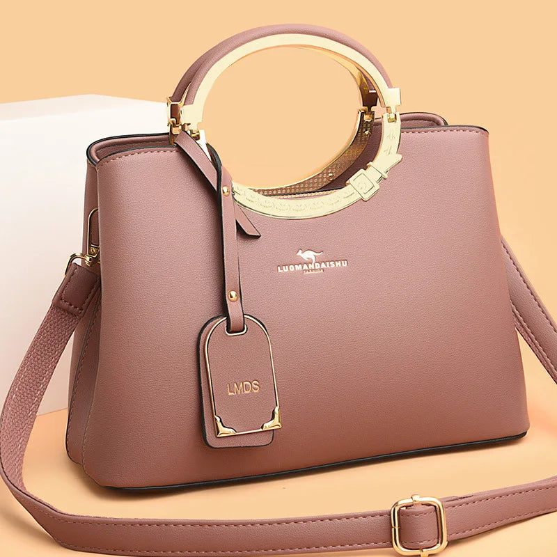 Bolsa em Couro Macio com 3 Compartimentos