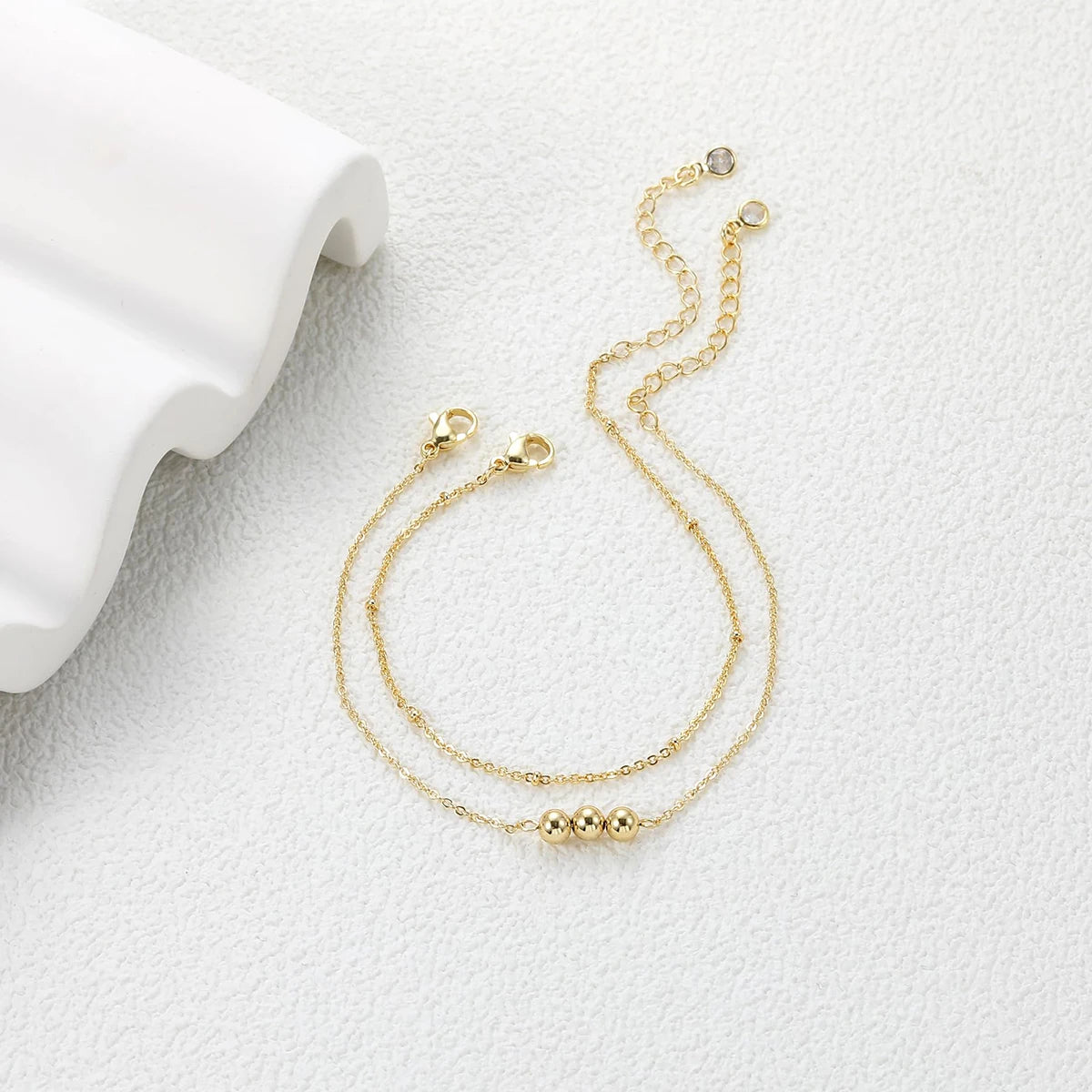Mini pulseira clássica de 2 camadas, corrente fina, nova moda 2024, aço inoxidável, cor dourada, joias da moda, presente de festa, atacado