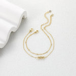 Mini pulseira clássica de 2 camadas, corrente fina, nova moda 2024, aço inoxidável, cor dourada, joias da moda, presente de festa, atacado