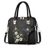 Bolsa feminina com detalhe floral, bolsa com zíper na moda para trabalho, bolsa tiracolo casual, bolsa floral para decoração