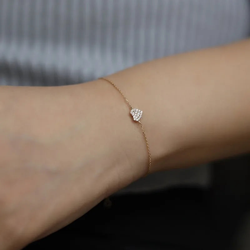 925 prata esterlina banhado 14k ouro pavé zircônia coração pulseira para mulheres coreano jóias delicadas jóias de pulso