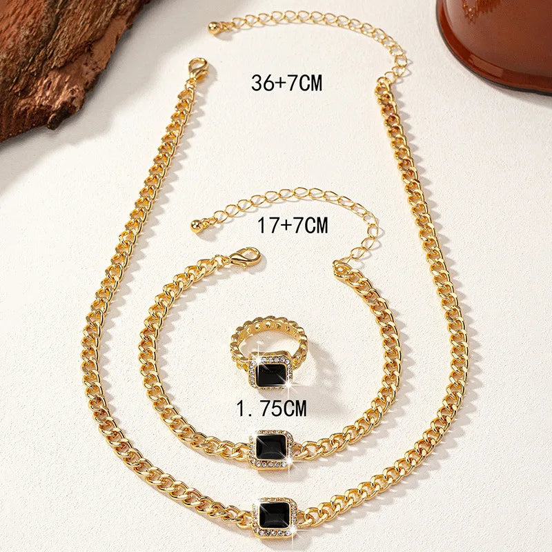 Geométrico quadrado esmalte vidro pingente colar pulseira anel conjunto para mulheres festa de férias presente moda jóias bs004