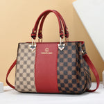 Checkered Padrão Crossbody Bag para Mulheres, Colorblock Bolsa, Trendy Top Handle Purse