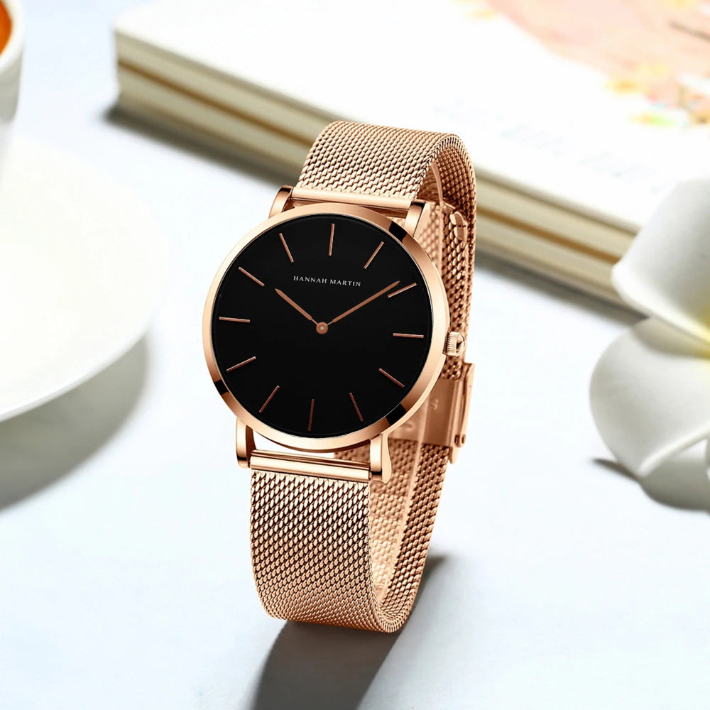 Relógio Minimalista Feminino Ouro Rosa 36mm
