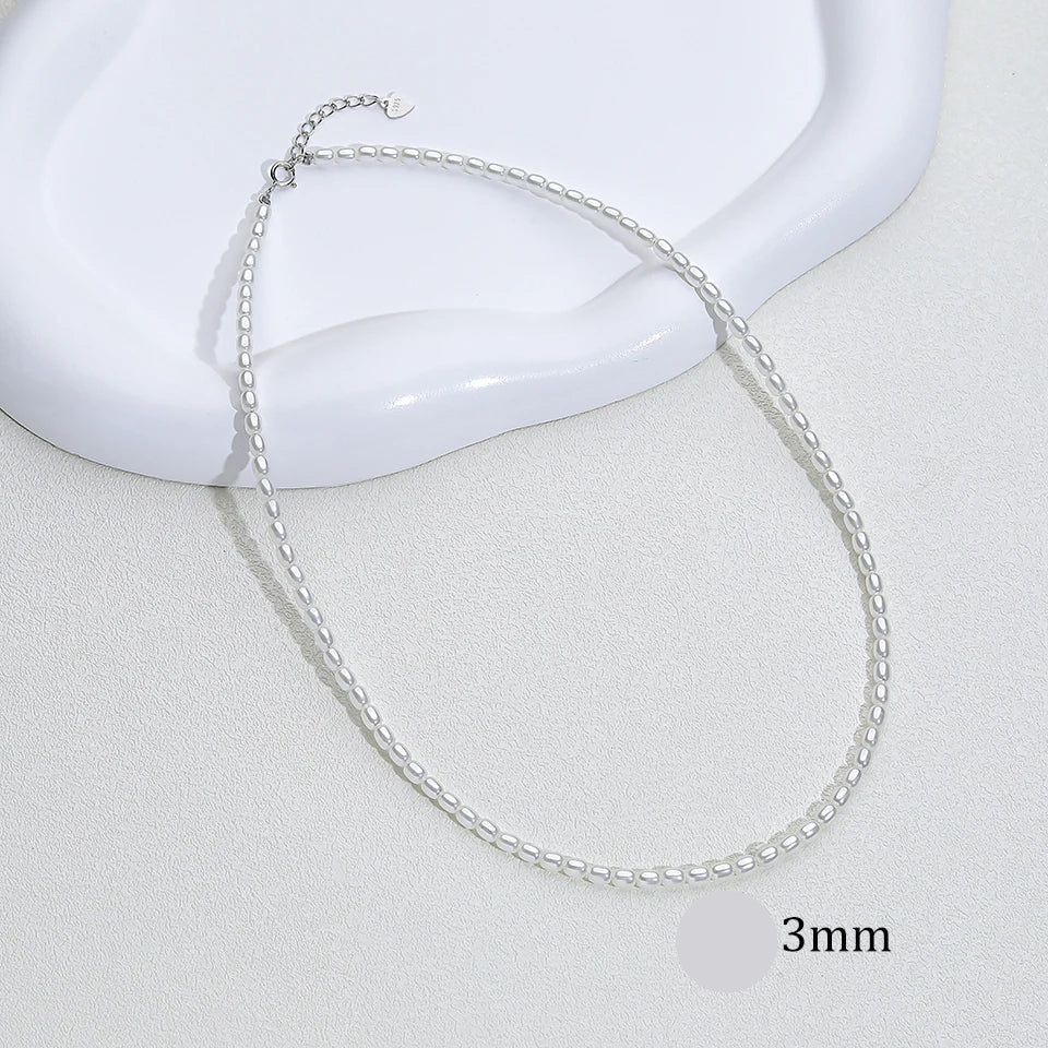 925 prata esterlina 6mm colar de pérolas para mulheres jóias no pescoço pérola grânulo gargantilha itens baratos com presente de festa