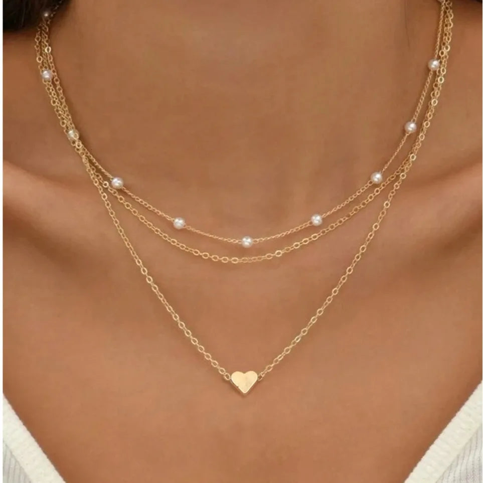 Conjunto de Colar de Pérolas Linda Top 14K Ouro