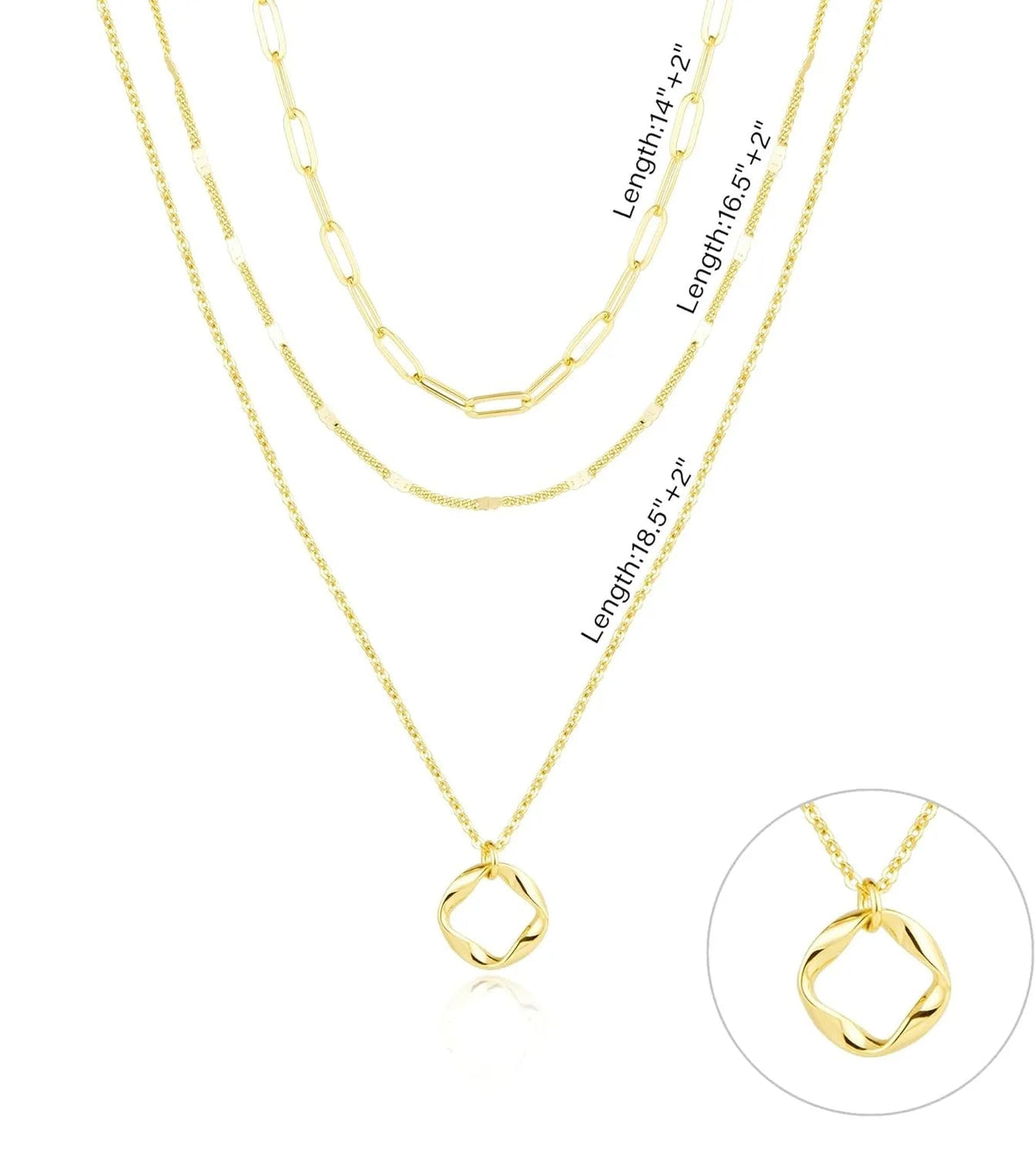 Colares de ouro em camadas para mulheres empilháveis14k ouro prata banhado círculo clipe de papel corrente pingente gargantilha colar conjunto para mulher