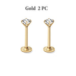 Brincos de Aço Inoxidável com Zircão 18K