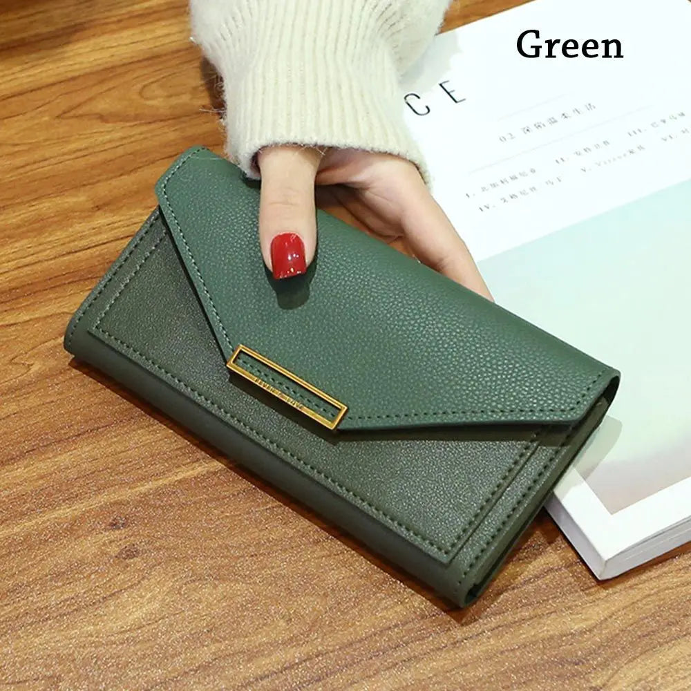 Carteira de couro PU para mulheres, bolsa longa, bolsa de dinheiro, embreagem, bolso do telefone, senhora, moda