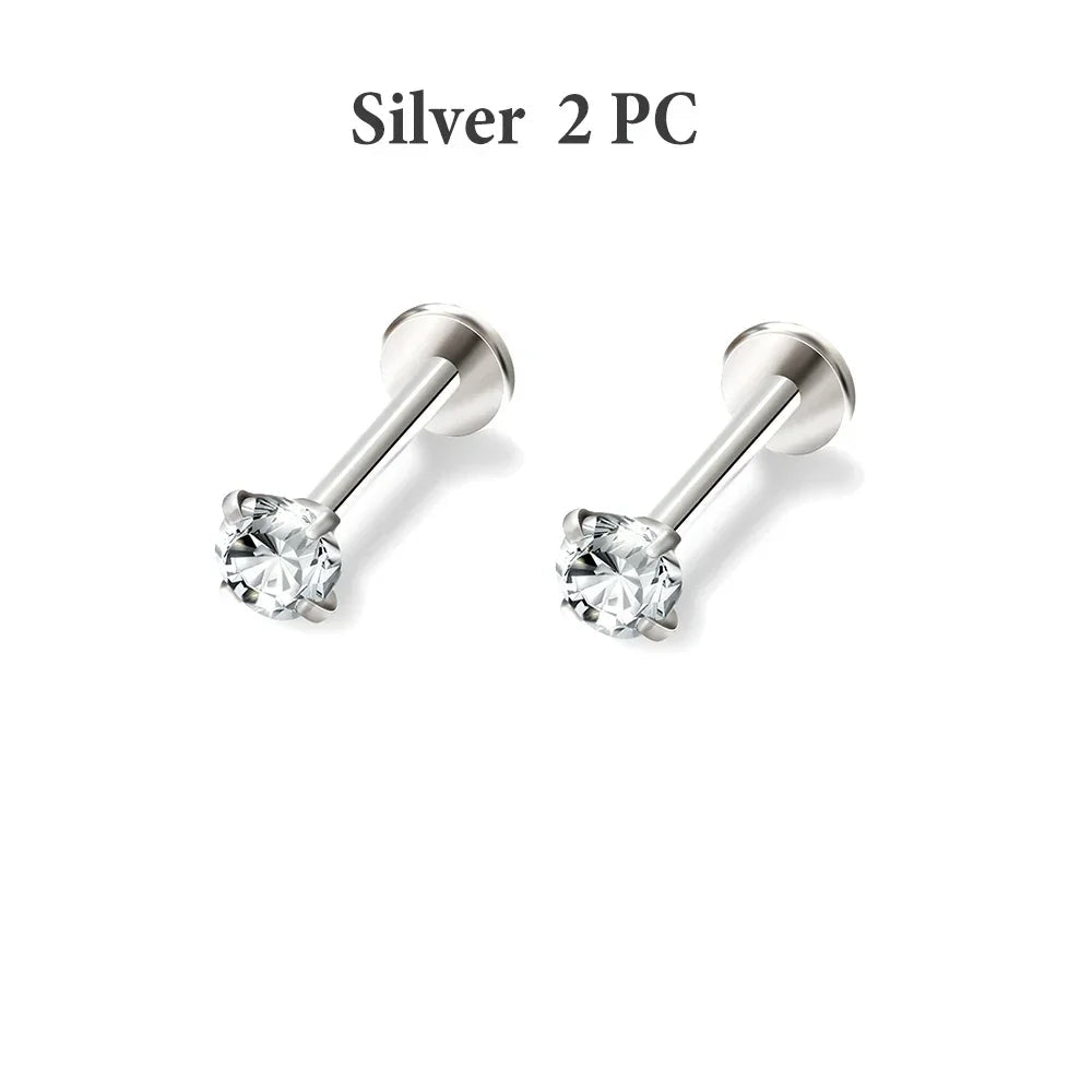 Brincos de Aço Inoxidável com Zircão 18K