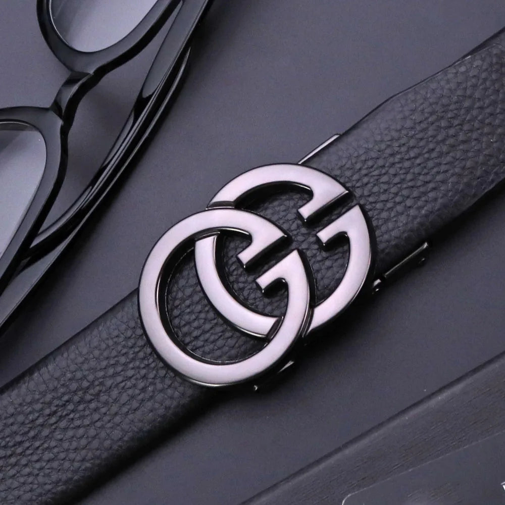 Cinto de Couro Luxuoso com Fivela Dupla