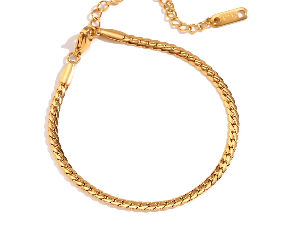 Novo em minimalista criptografado nk corrente 18k banhado a ouro pulseira high-end aço inoxidável à prova dwaterproof água jóias diárias mulher