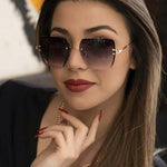 Óculos de Sol Feminino Sem Aro Luxo Vintage 2024