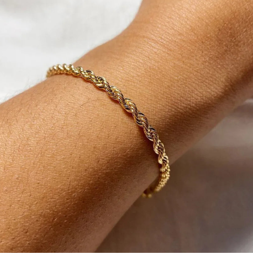 Manco corda torcida chian pulseira para mulher hip hop punk 4mm cor de ouro aço inoxidável colar moda jóias