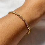 Manco corda torcida chian pulseira para mulher hip hop punk 4mm cor de ouro aço inoxidável colar moda jóias