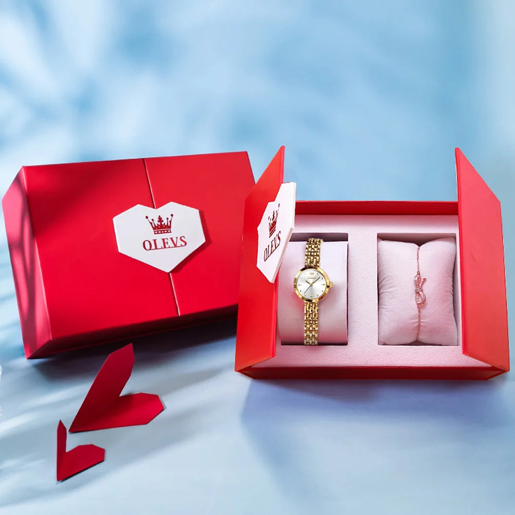 OLEVS-Relógio de pulso impermeável para mulheres, luxo, marca superior, elegante, moda, dourado, original, simples, quartzo, senhoras