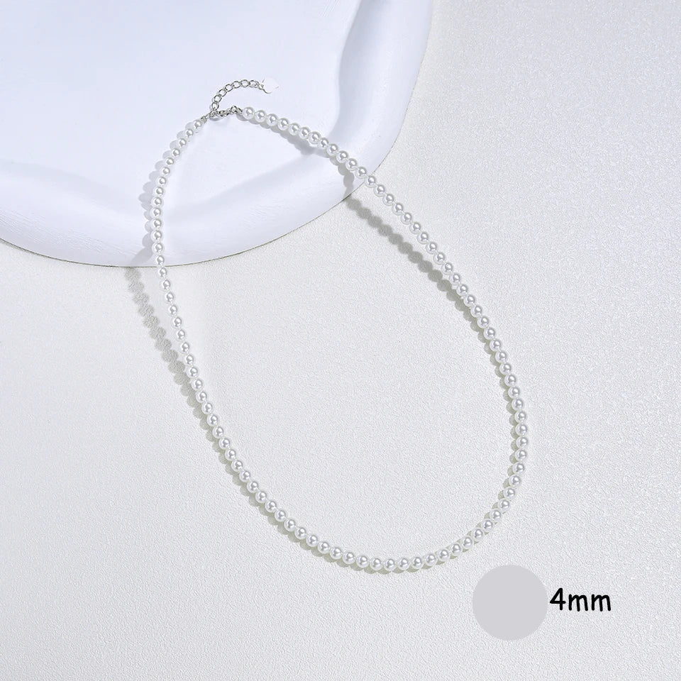 925 prata esterlina 6mm colar de pérolas para mulheres jóias no pescoço pérola grânulo gargantilha itens baratos com presente de festa