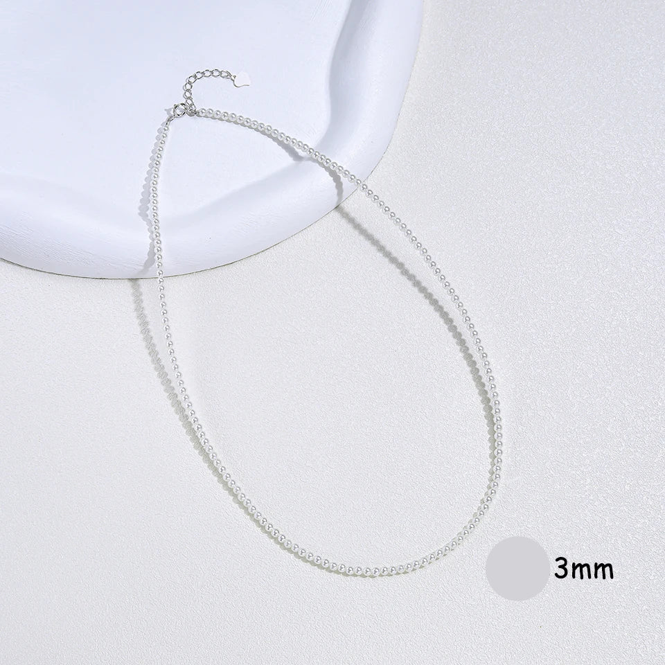 925 prata esterlina 6mm colar de pérolas para mulheres jóias no pescoço pérola grânulo gargantilha itens baratos com presente de festa