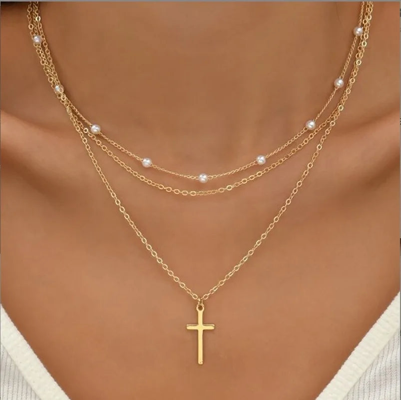 Conjunto de Colar de Pérolas Linda Top 14K Ouro
