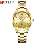 Curren-relógio de ouro feminino, pulseira de aço criativa, relógios femininos, relógio feminino