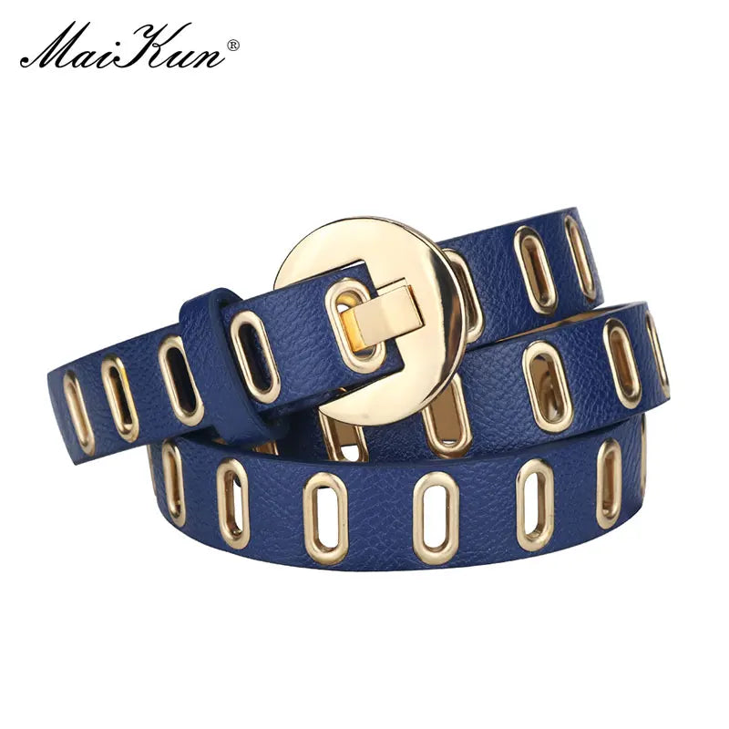 Cinto Punk de Couro PU com Fivela Elegante