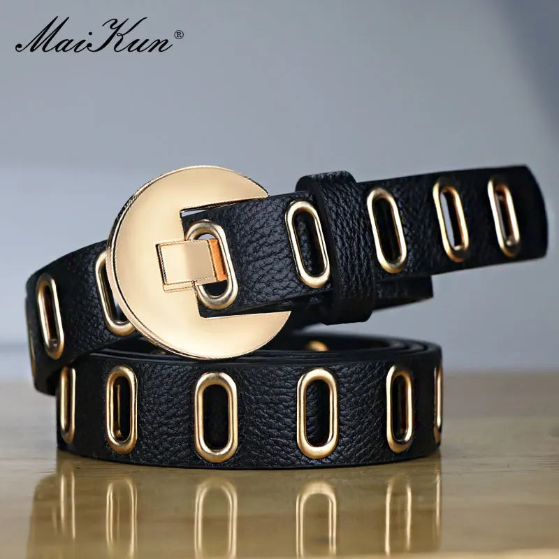 Cinto Punk de Couro PU com Fivela Elegante