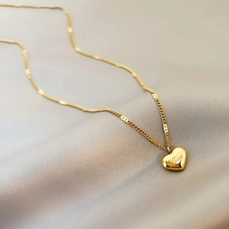 Xiyanike 316l aço inoxidável cor de ouro amor coração colares para mulheres gargantilhas 2021 tendência moda festival festa presente jóias