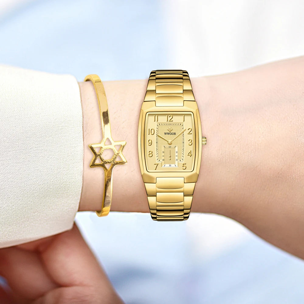 Relógio Feminino Luxo Dourado Linda Top