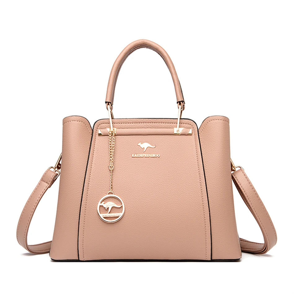 Bolsas de couro macio para mulheres, ombro Crossbody Sac, grande capacidade, compras Messenger Tote, senhoras, marca de luxo, designer, 3 camadas