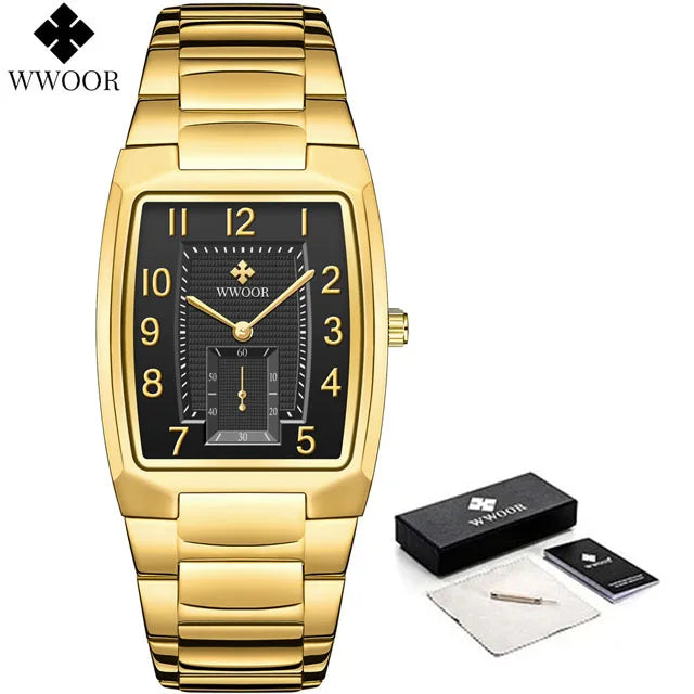 WWOOR-Women's Creative Steel Bracelet Relógios de Pulso, Quadrado, Impermeável, Feminino, Dourado, Ladies, Novo, 2022