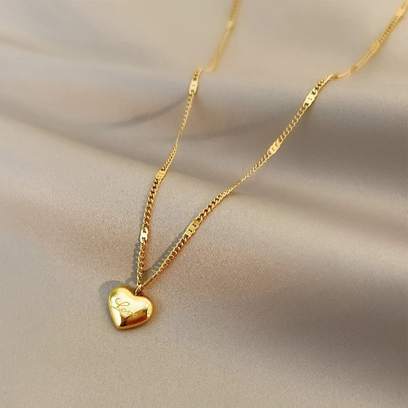 Xiyanike 316l aço inoxidável cor de ouro amor coração colares para mulheres gargantilhas 2021 tendência moda festival festa presente jóias