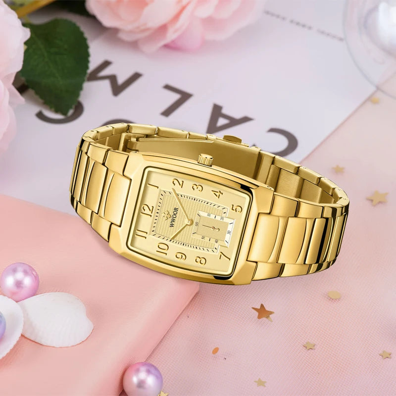Relógio Feminino Luxo Dourado Linda Top