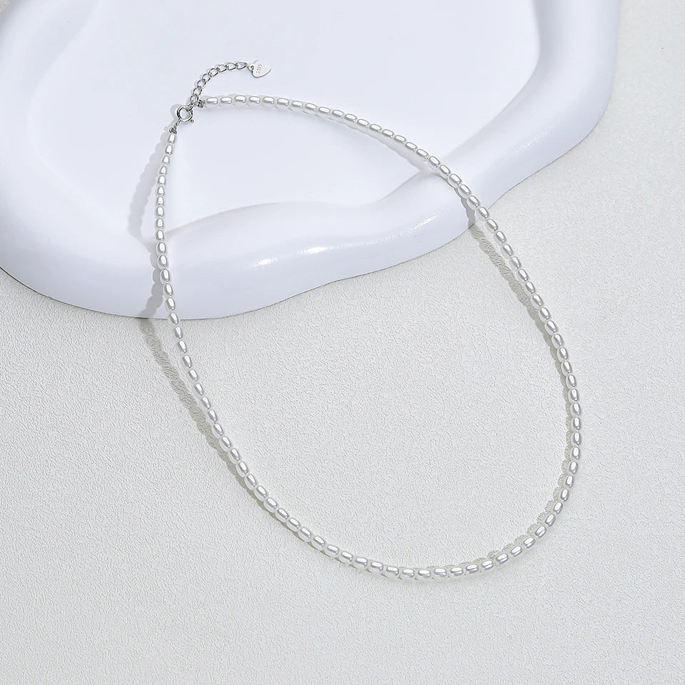 925 prata esterlina 6mm colar de pérolas para mulheres jóias no pescoço pérola grânulo gargantilha itens baratos com presente de festa