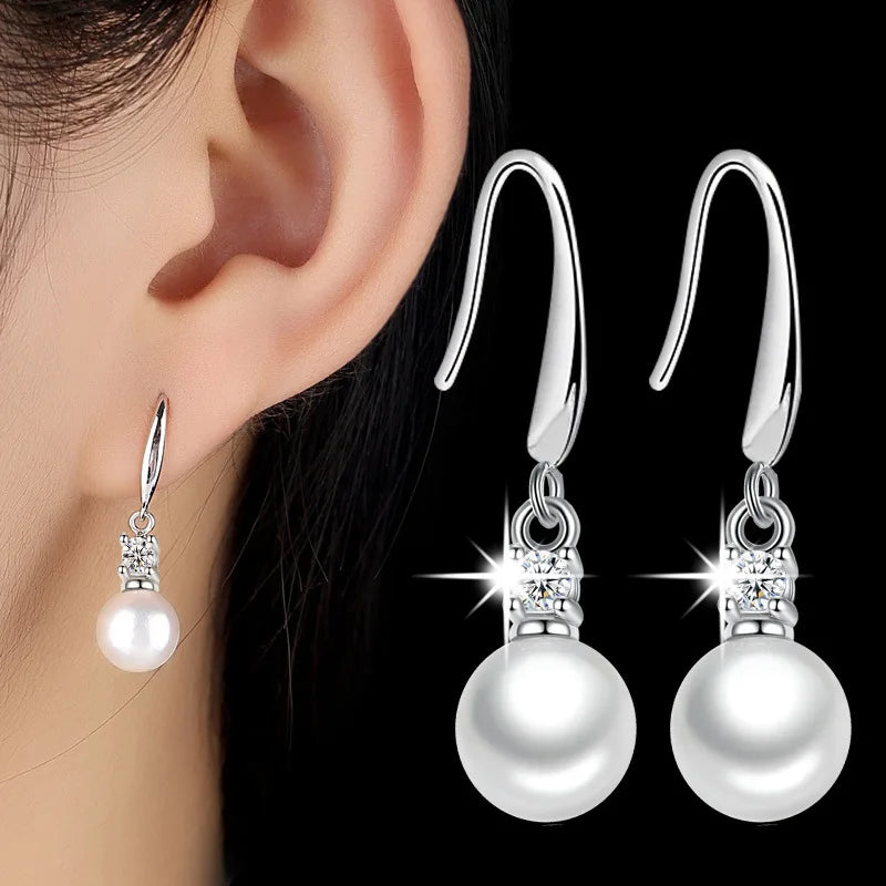 Genuíno 925 prata esterlina nova alta qualidade jóias cristal pérola brincos para moda feminina xy0103