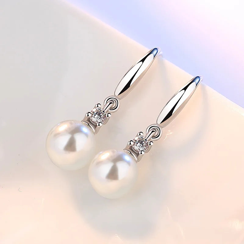 Genuíno 925 prata esterlina nova alta qualidade jóias cristal pérola brincos para moda feminina xy0103