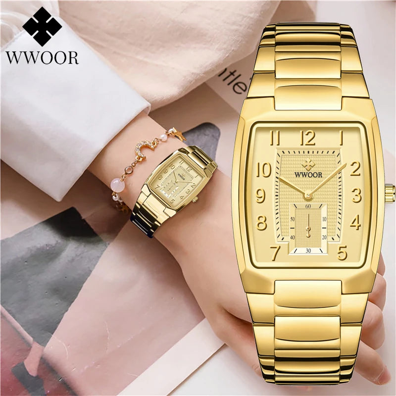Relógio Feminino Luxo Dourado Linda Top