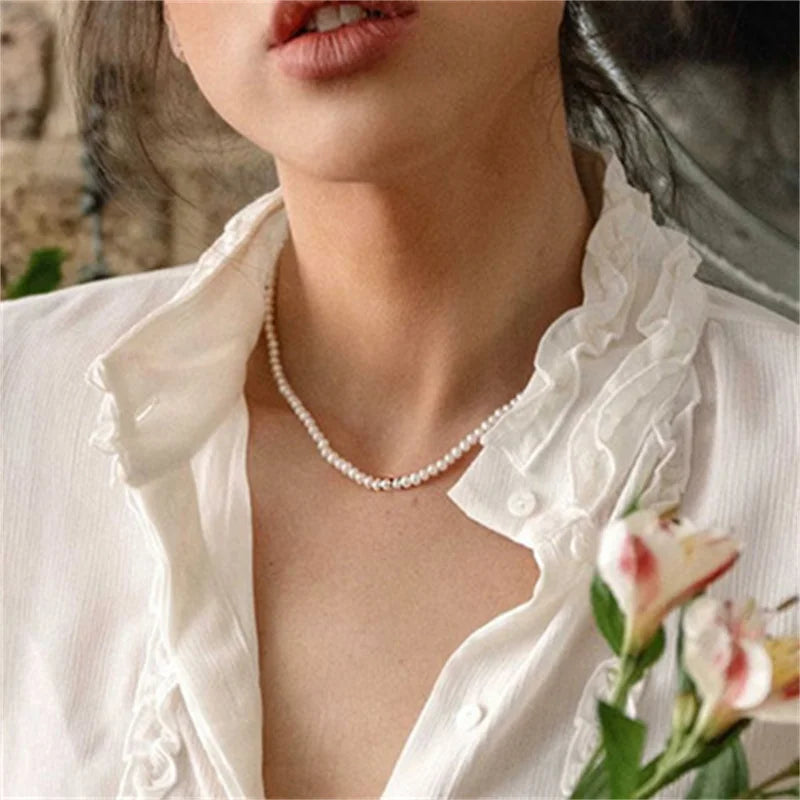 Colar de pérolas para mulheres Festa de casamento Jóias, corrente elegante multicamadas, presente acessórios retrô, nova moda, 2024