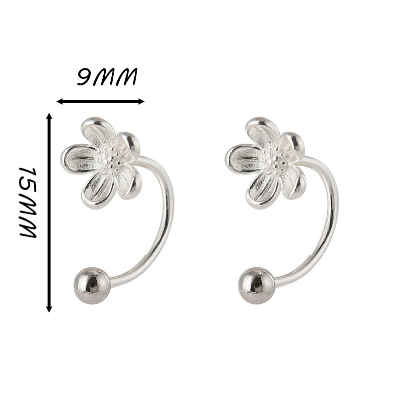 Brincos Florais de Prata Esterlina 925 Luxo Minimalista