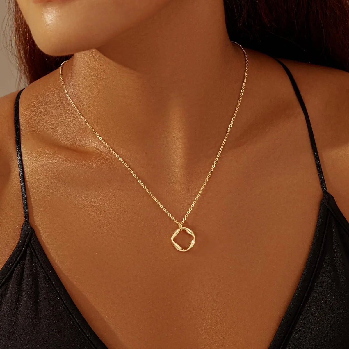 Colares de ouro em camadas para mulheres empilháveis14k ouro prata banhado círculo clipe de papel corrente pingente gargantilha colar conjunto para mulher