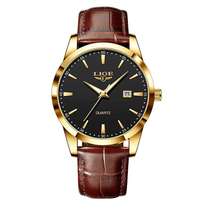 LIGE Mulheres Relógio Moda Couro Militar Esporte Relógios À Prova D 'Água Para As Mulheres Top Marca de Luxo Pulseira Feminina Relógio Reloj Mujer