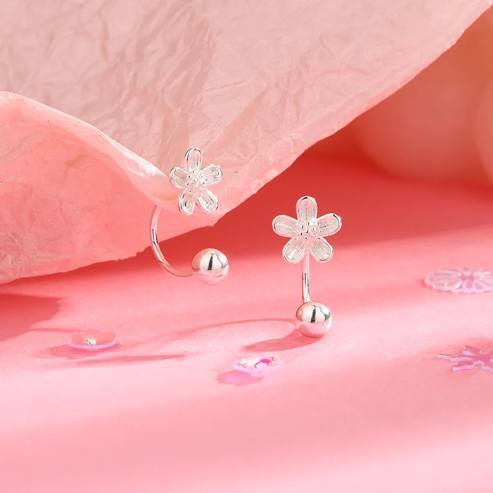 Brincos Florais de Prata Esterlina 925 Luxo Minimalista
