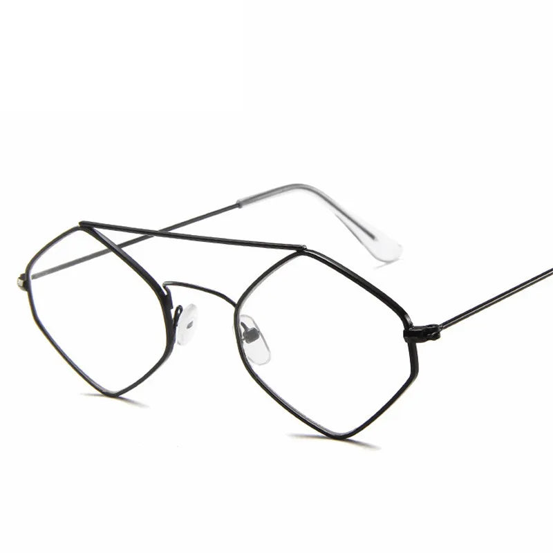Óculos de sol vintage para mulheres, metal retrô, duplo feixe, óculos Wild Punk, óculos poligonais para o oceano, UV400, moda